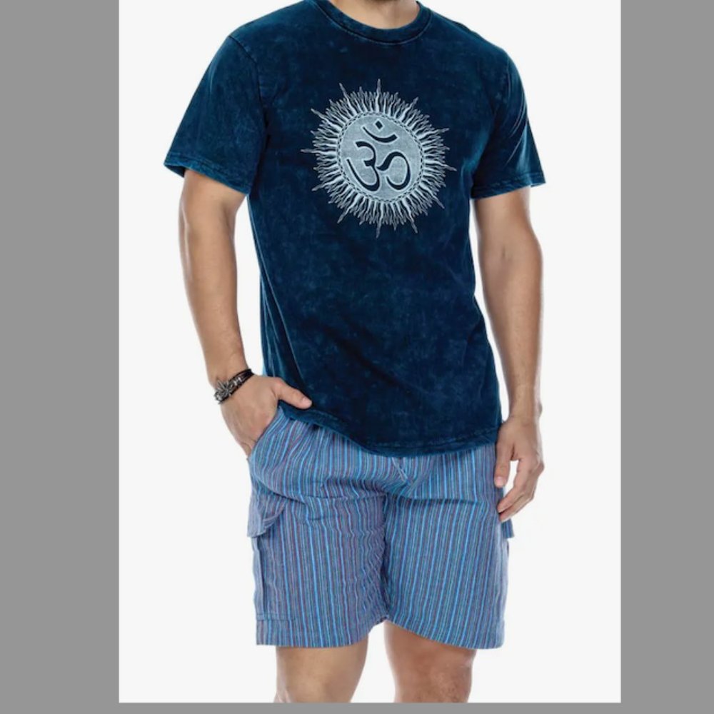 100% Cotton Men's OM Tye Dye T-Shirt - Blue
